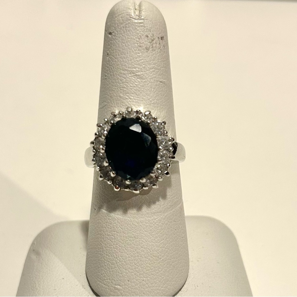 Elegant “Princess Diana”Navy Blue Gemstone Ring
